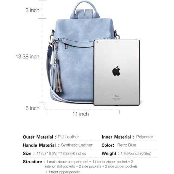 Backpack Purse for Women,PU Leather AntiTheft TravelBackpack Purse Shoulder Bags main image 7
